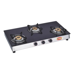 injla black glass lpg gas stove 3 burner