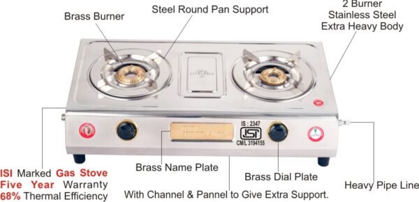 lpg gas stove 2 burner heavy body