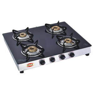 injla black glass lpg gas stove 4 burner