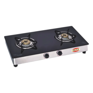 injla black glass lpg gas stove 2 burner nano body