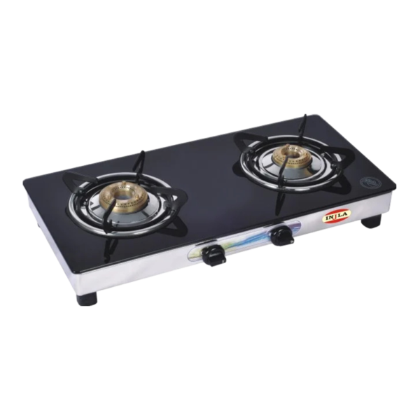 injla black glass lpg gas stove 2 burner